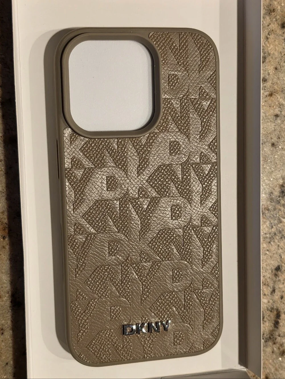 DKNY Taupe Textured iPhone 16 Pro Case